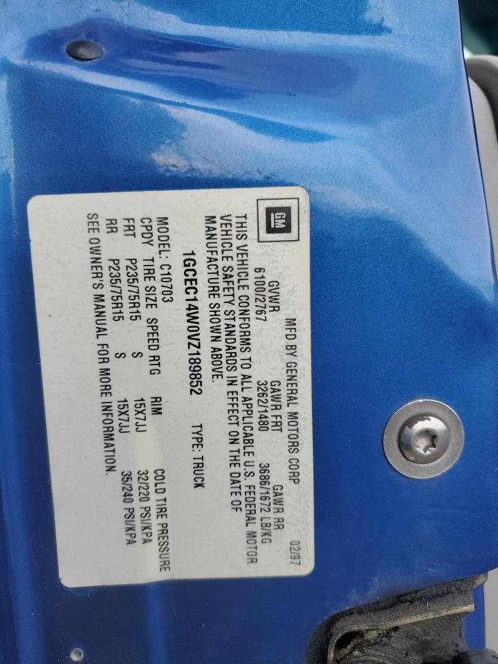 1997 Chevrolet Gmt-400 C1500 VIN: 1GCEC14W0VZ189852 Lot: 92738105