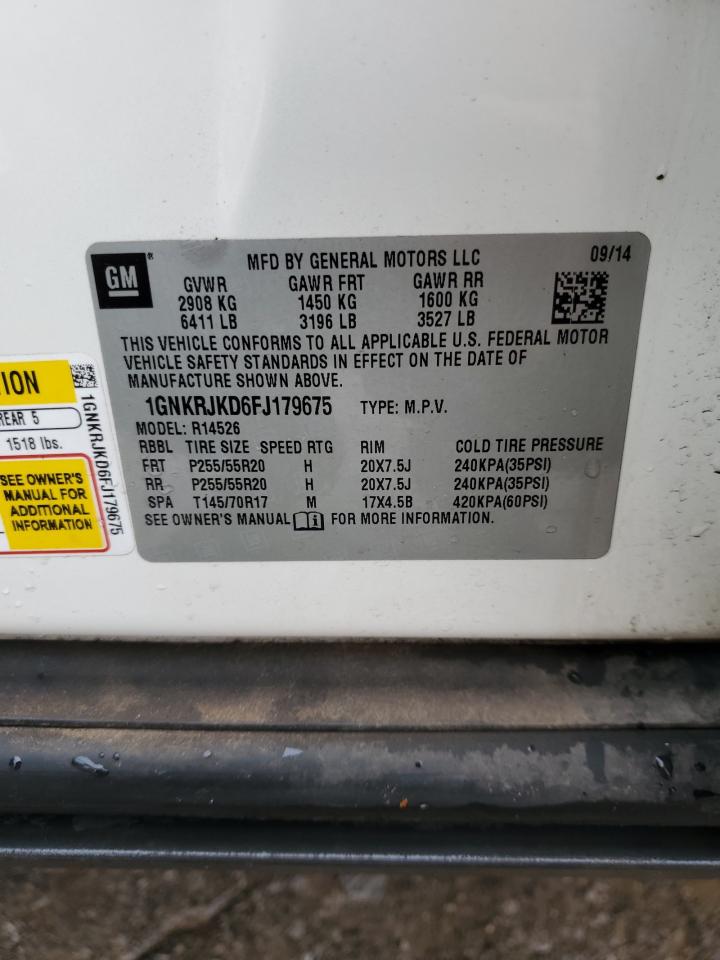 2015 Chevrolet Traverse Ltz VIN: 1GNKRJKD6FJ179675 Lot: 93468325