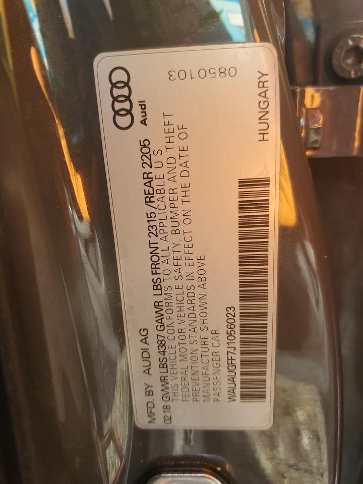 2018 Audi A3 Premium VIN: WAUAUGFF7J1056023 Lot: 91108335