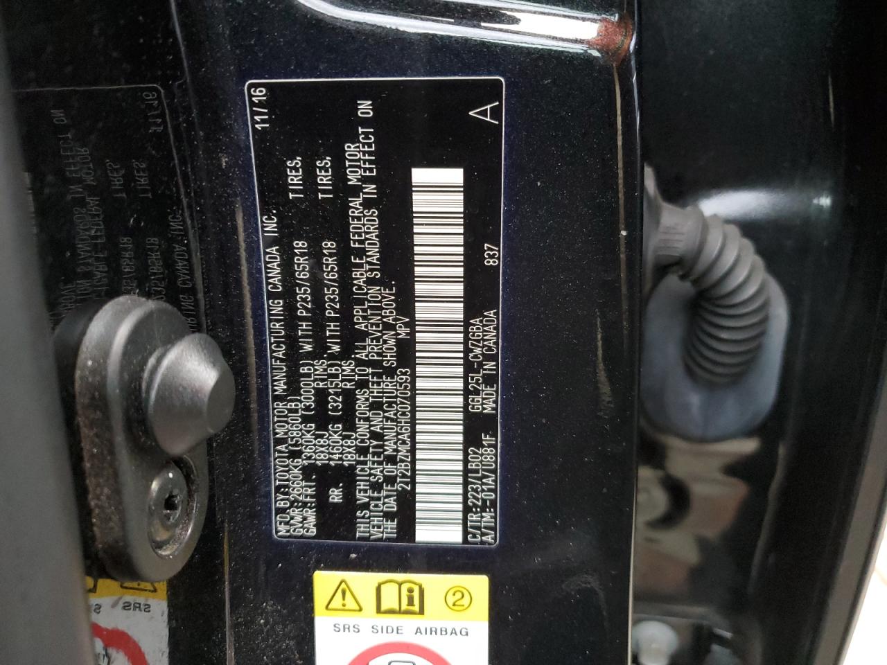 2017 Lexus Rx 350 Base VIN: 2T2BZMCA6HC070593 Lot: 92055695