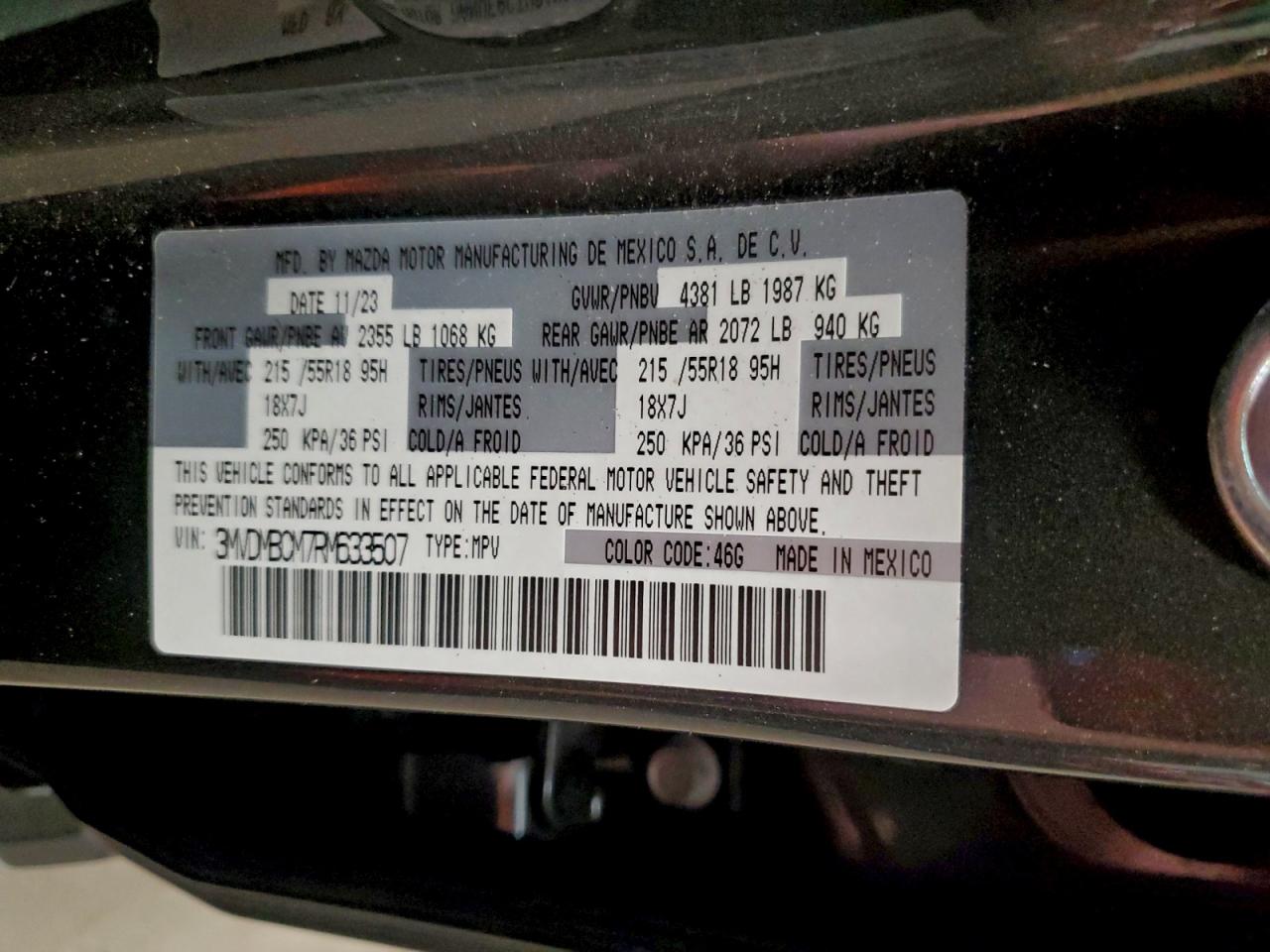 2024 Mazda Cx-30 Preferred VIN: 3MVDMBCM7RM633507 Lot: 93873785