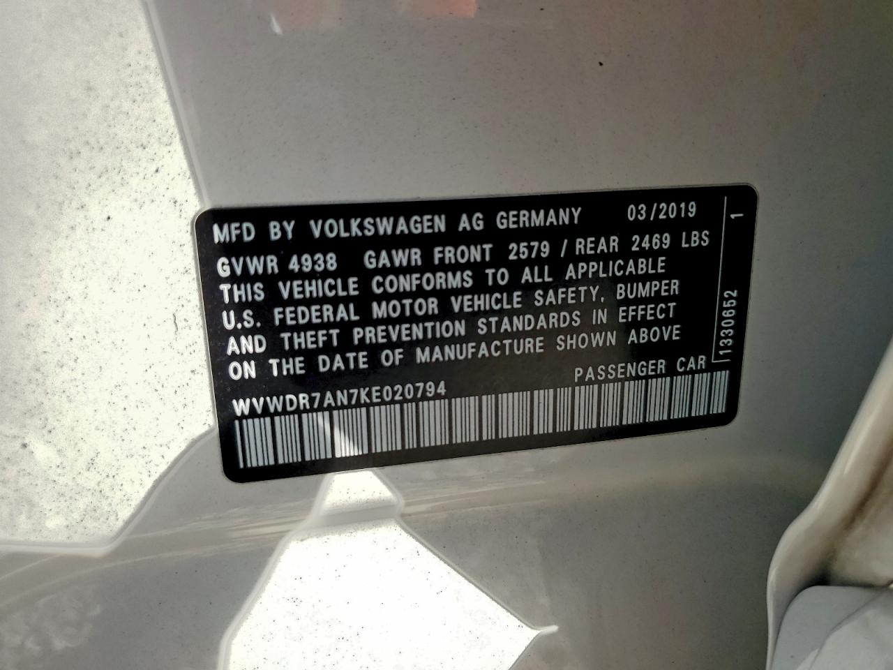 2019 Volkswagen Arteon Sel VIN: WVWDR7AN7KE020794 Lot: 93889795