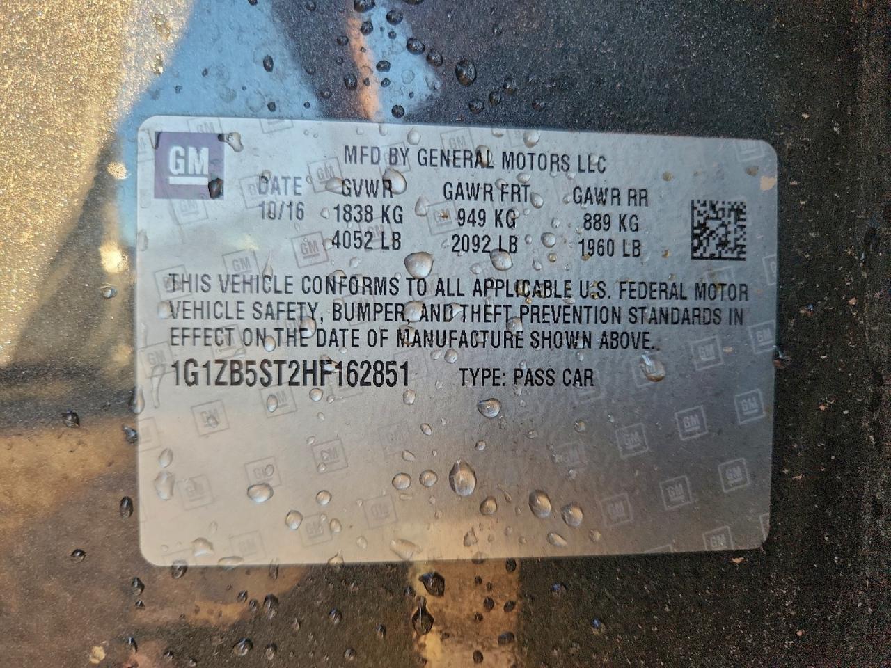 2017 Chevrolet Malibu Ls VIN: 1G1ZB5ST2HF162851 Lot: 94264525