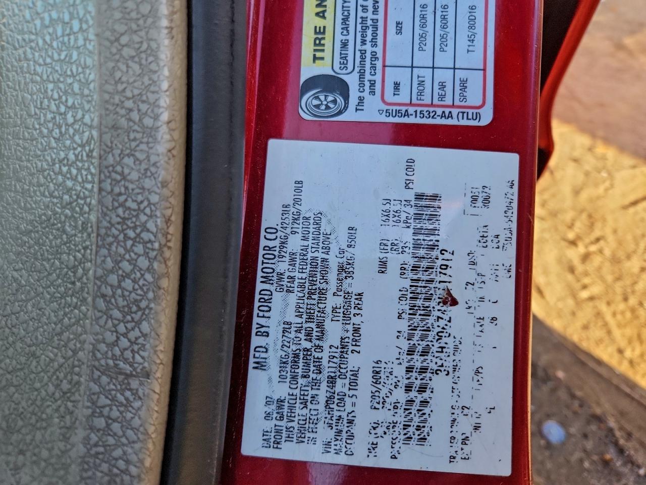 2008 Ford Fusion S VIN: 3FAHP06Z48R117912 Lot: 94150695