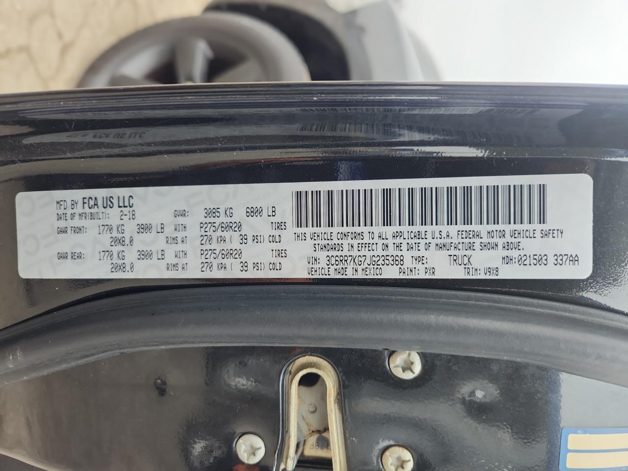 2018 Ram 1500 St VIN: 3C6RR7KG7JG235368 Lot: 93476695