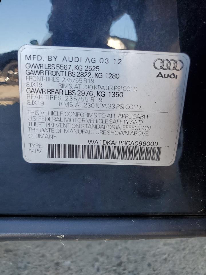 2012 Audi Q5 Premium Plus VIN: WA1DKAFP3CA096009 Lot: 92278525