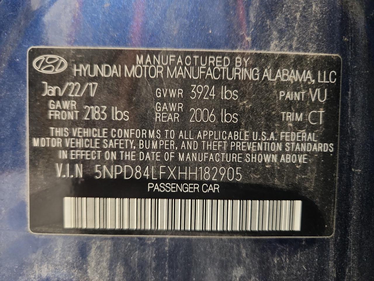 2017 Hyundai Elantra Se VIN: 5NPD84LFXHH182905 Lot: 92651285