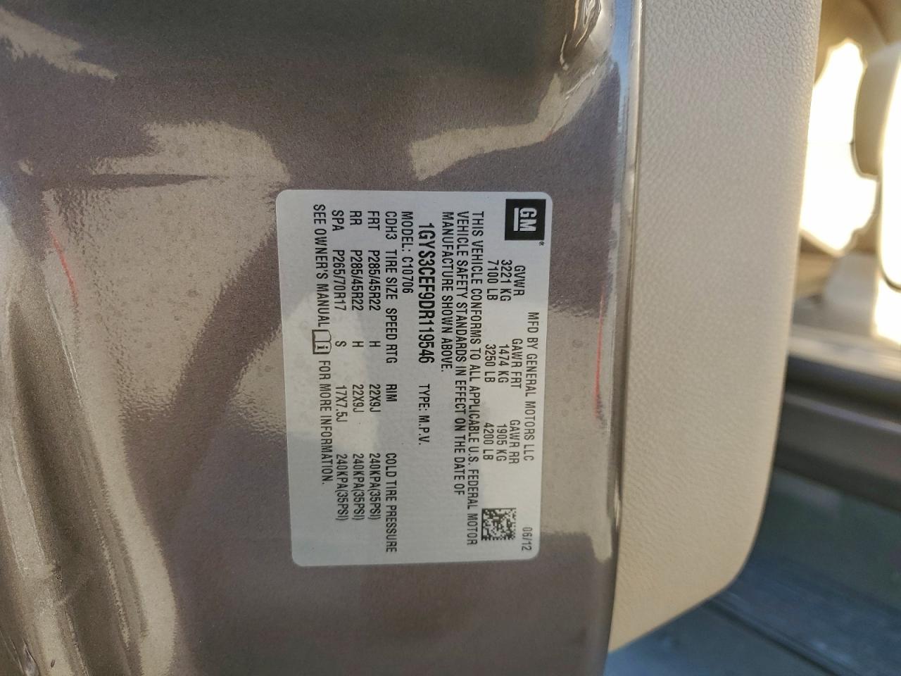 2013 Cadillac Escalade Premium VIN: 1GYS3CEF9DR119546 Lot: 92671145