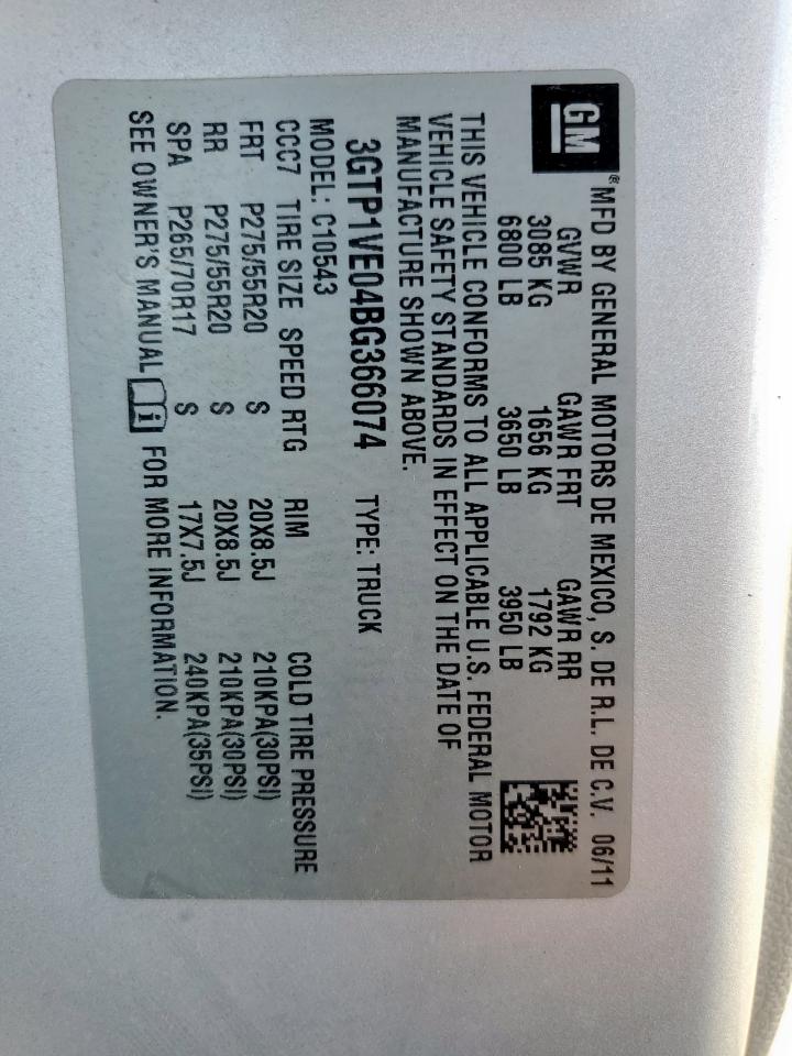 2011 GMC Sierra C1500 Sle VIN: 3GTP1VE04BG366074 Lot: 93081685