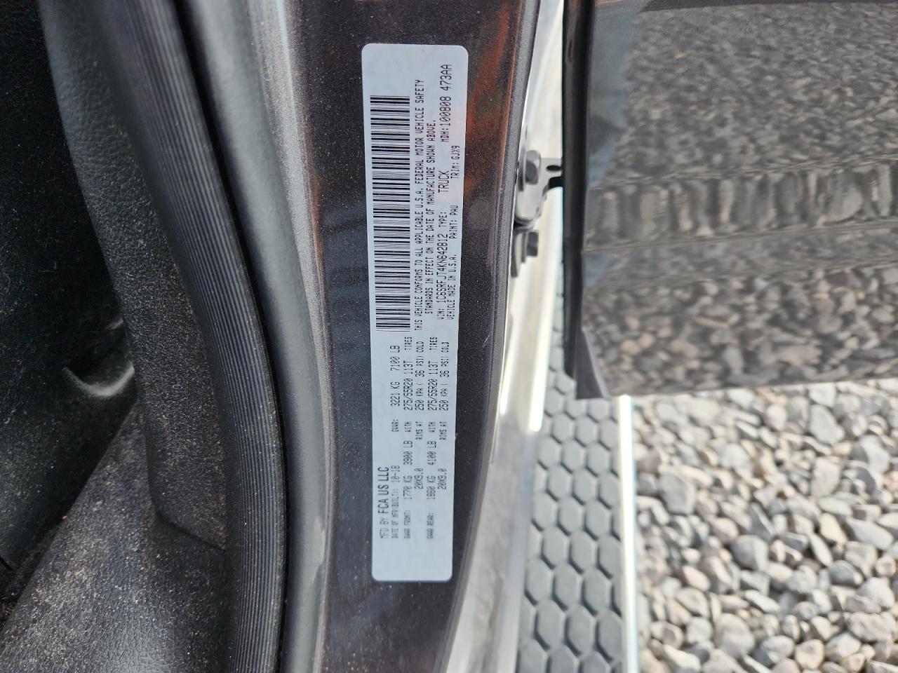 2019 Ram 1500 Laramie VIN: 1C6SRFJT4KN642812 Lot: 91928615