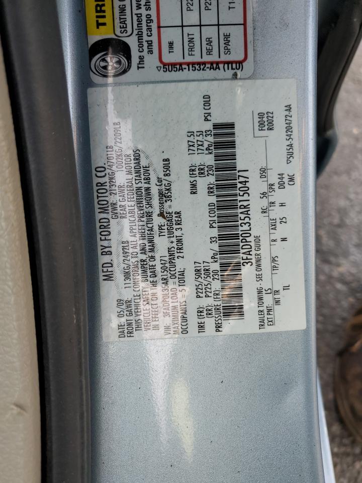 2010 Ford Fusion Hybrid VIN: 3FADP0L35AR150471 Lot: 92424945