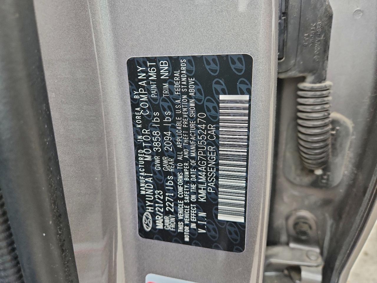 2023 Hyundai Elantra Sel VIN: KMHLM4AG7PU552470 Lot: 94058475