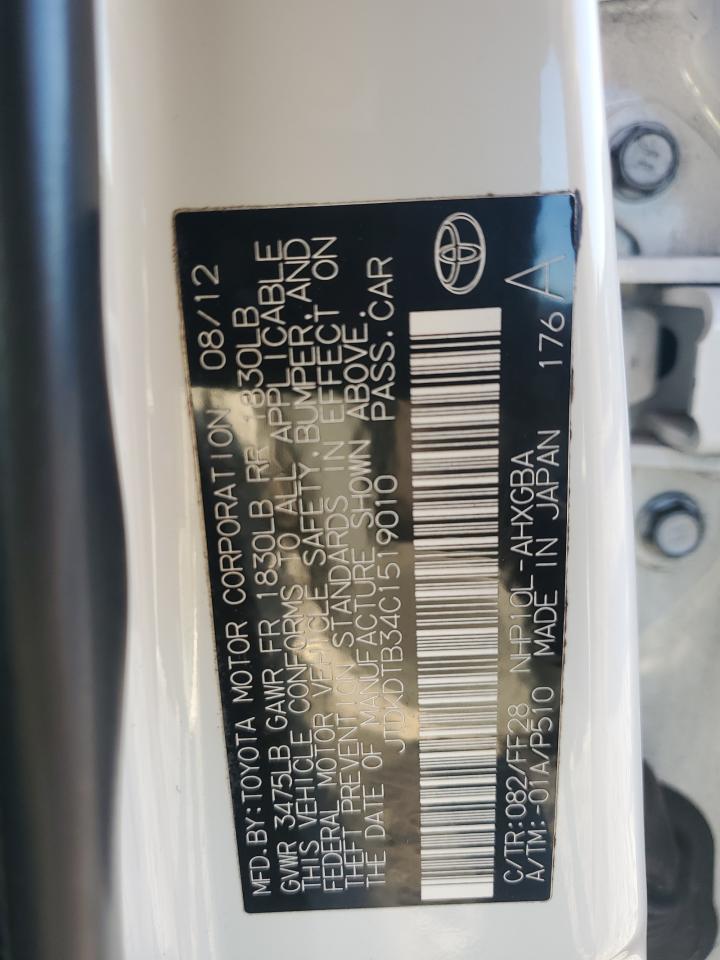 2012 Toyota Prius C VIN: JTDKDTB34C1519010 Lot: 91795415