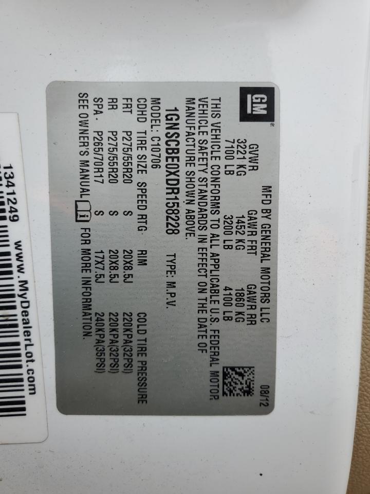 2013 Chevrolet Tahoe C1500 Lt VIN: 1GNSCBE0XDR158228 Lot: 93865185