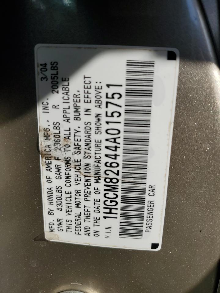 2004 Honda Accord Ex VIN: 1HGCM82644A015751 Lot: 92538385