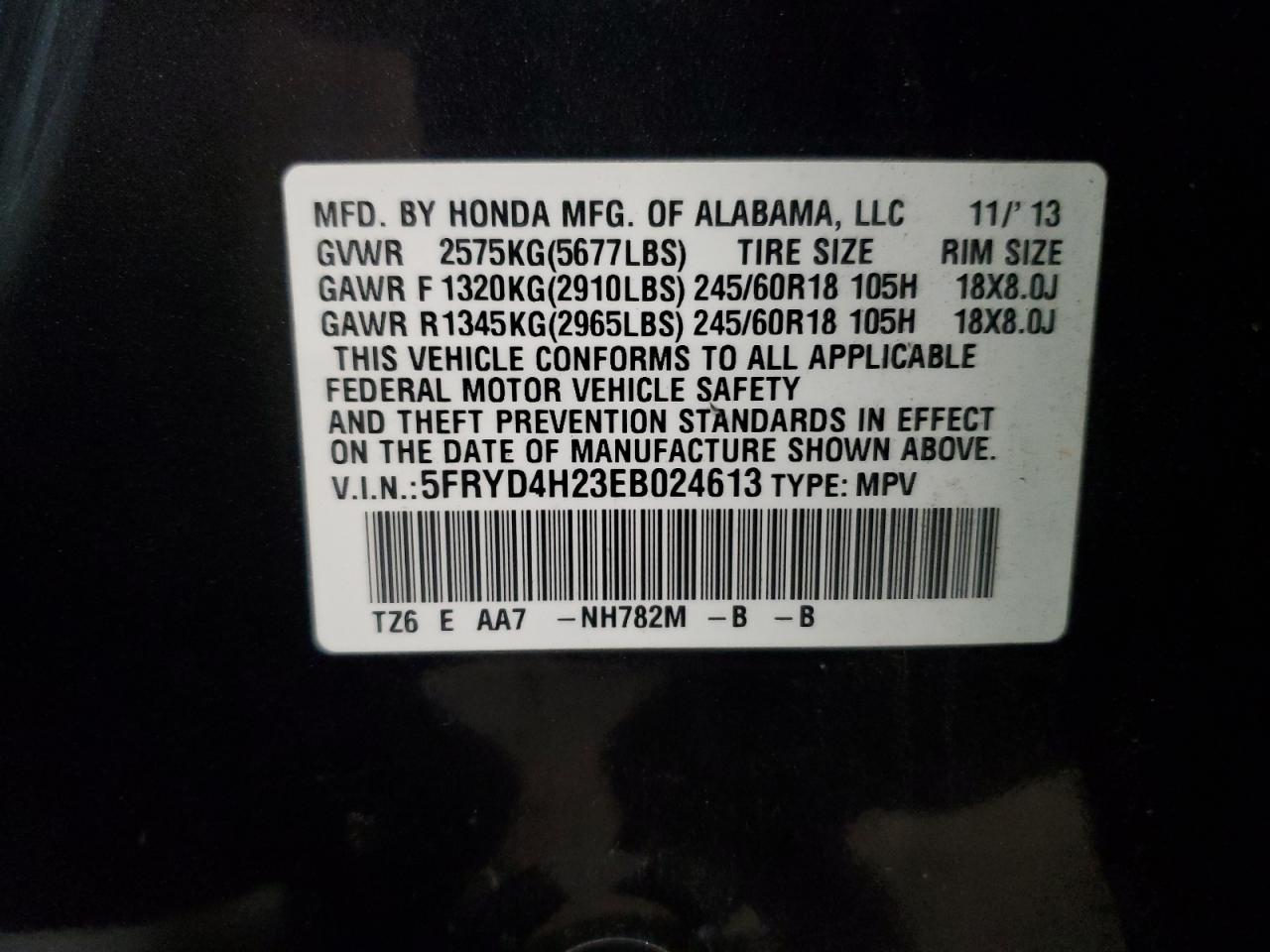 2014 Acura Mdx VIN: 5FRYD4H23EB024613 Lot: 92394485