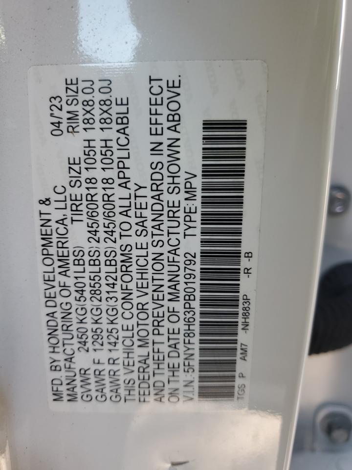 2023 Honda Passport Trail Sport VIN: 5FNYF8H63PB019792 Lot: 93527865