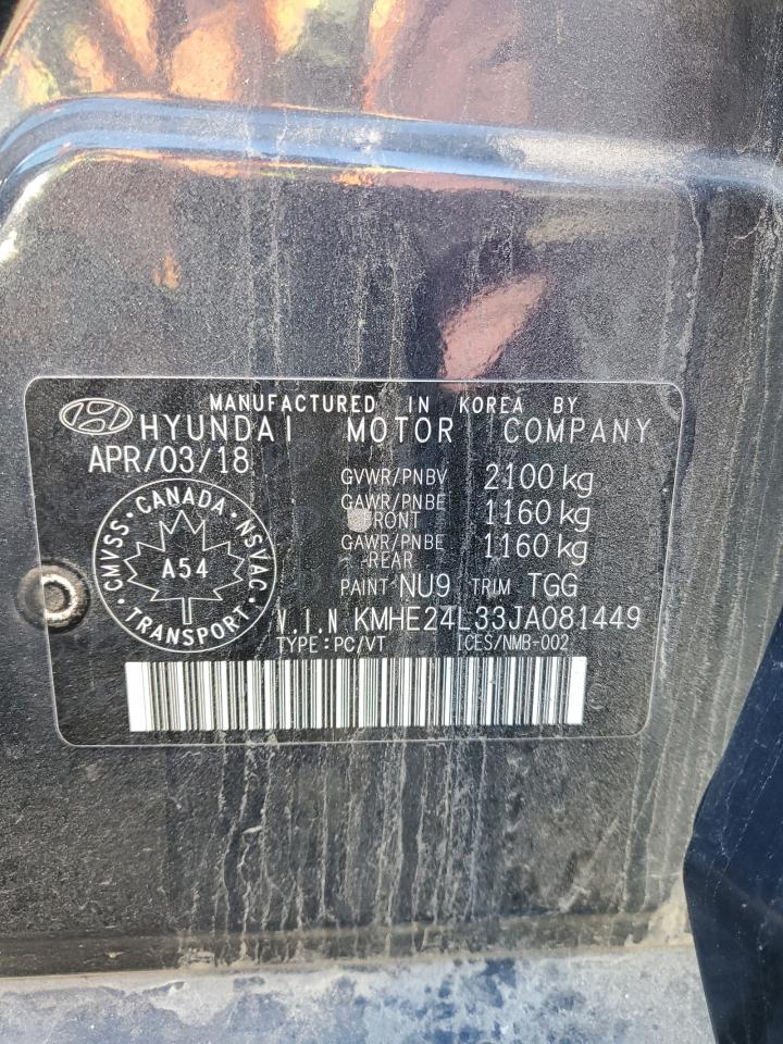 2018 Hyundai Sonata Hybrid VIN: KMHE24L33JA081449 Lot: 91204905