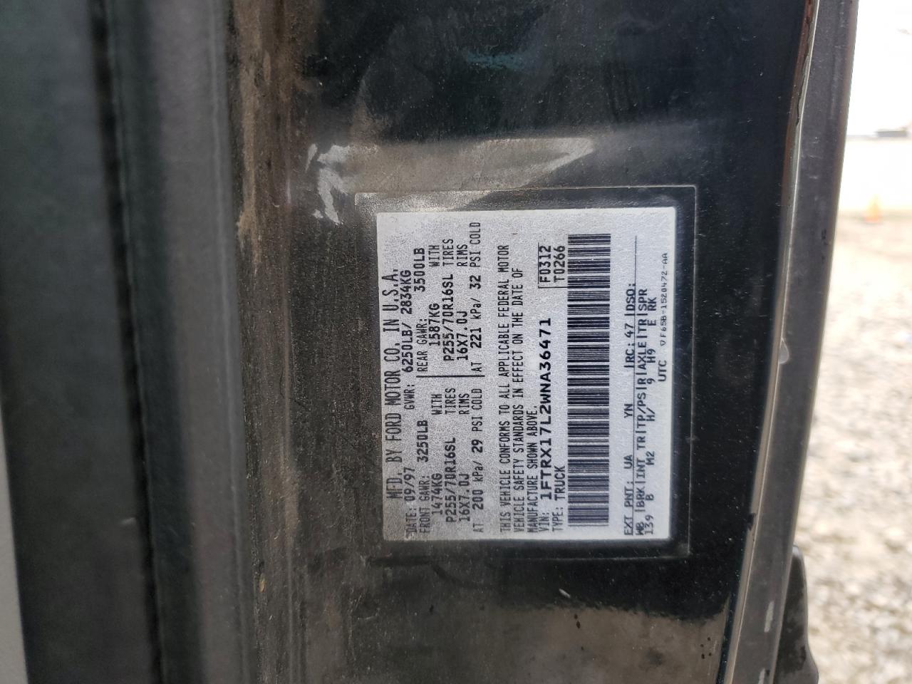 1998 Ford F150 VIN: 1FTRX17L2WNA36471 Lot: 91796285