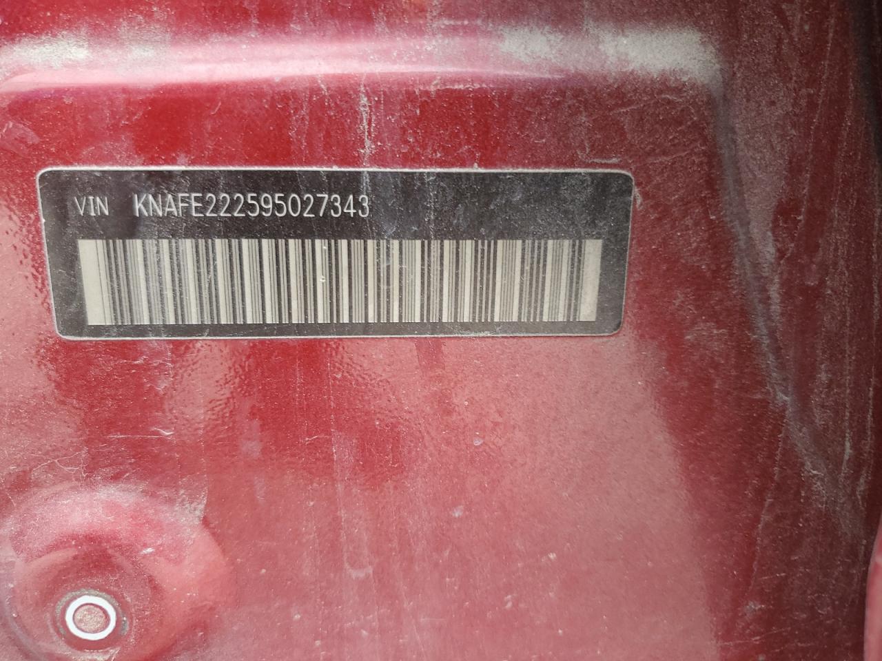 2009 Kia Spectra Ex VIN: KNAFE222595027343 Lot: 92917925