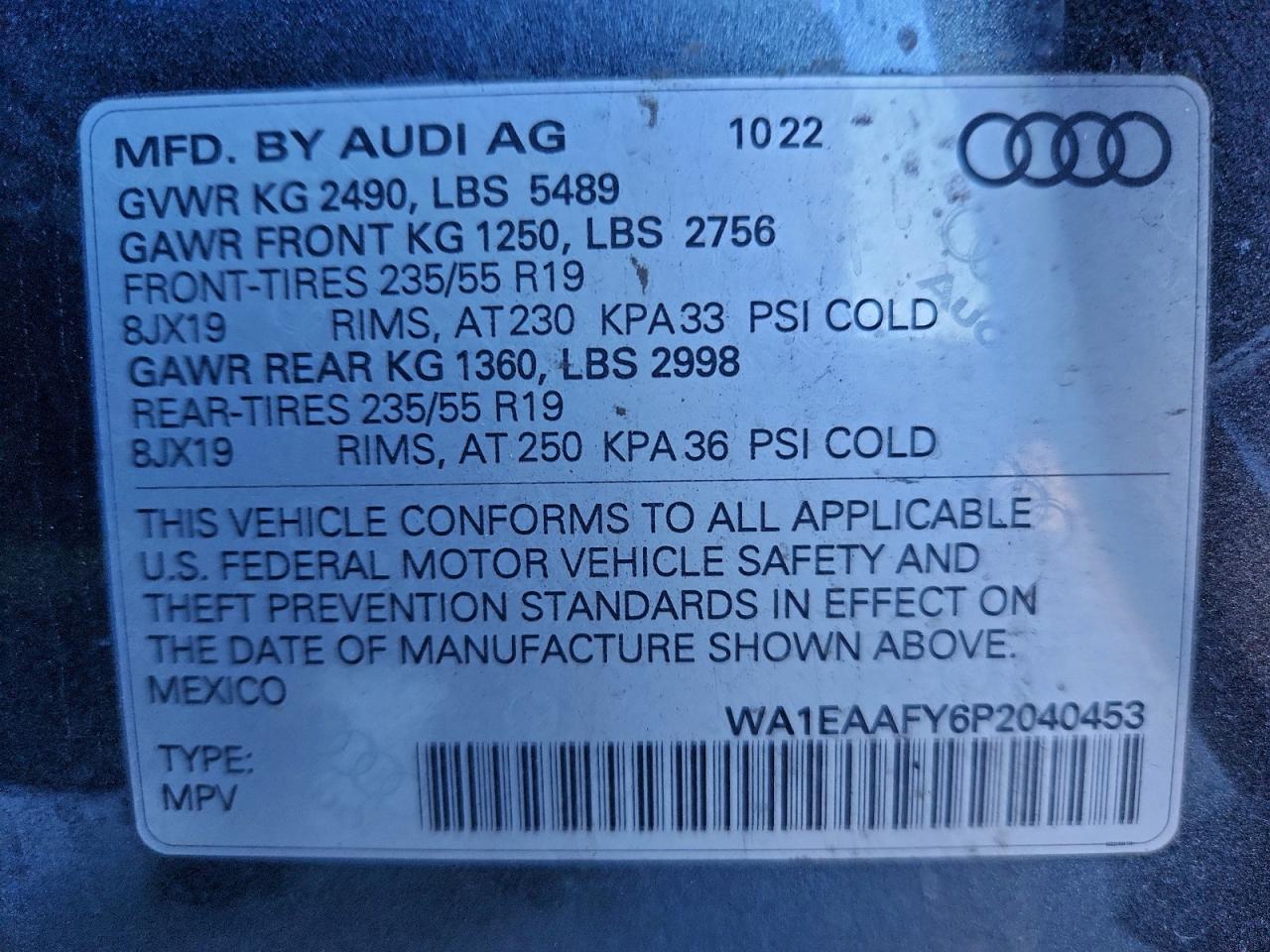 2023 Audi Q5 Premium Plus 45 VIN: WA1EAAFY6P2040453 Lot: 94108555