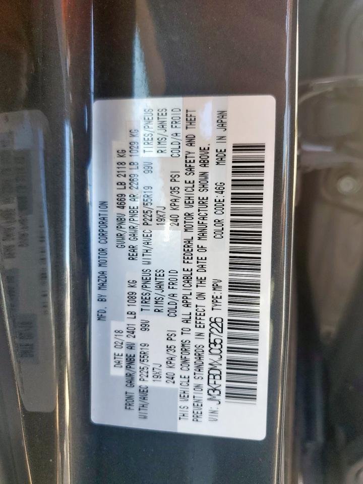 2018 Mazda Cx-5 Grand Touring VIN: JM3KFBDMXJ0357226 Lot: 90978945