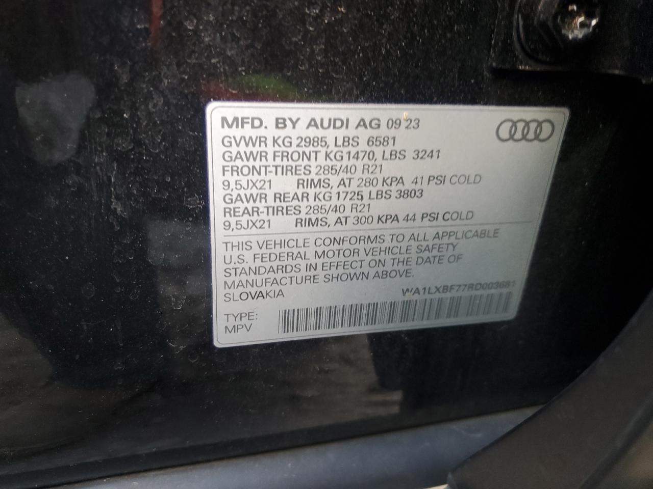 2024 Audi Q7 Premium Plus VIN: WA1LXBF77RD003681 Lot: 89874875