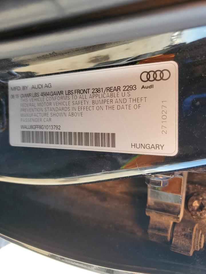 2016 Audi A3 Premium Plus S-Line VIN: WAUJ8GFF8G1013792 Lot: 92344265