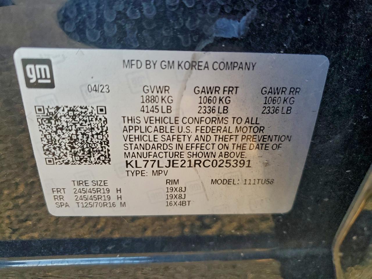 2024 Chevrolet Trax 2Rs VIN: KL77LJE21RC025391 Lot: 93978895