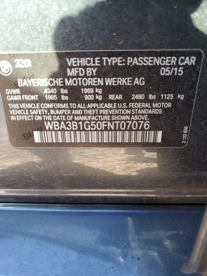 2015 BMW 320 I VIN: WBA3B1G50FNT07076 Lot: 89539905