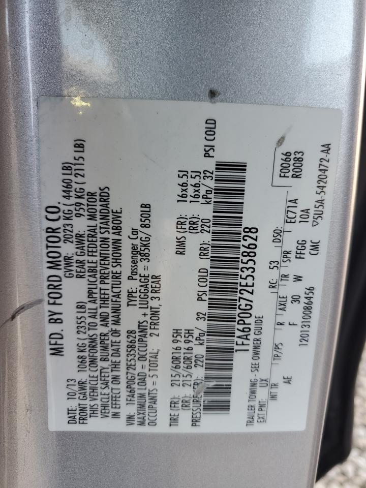 2014 Ford Fusion S VIN: 1FA6P0G72E5358628 Lot: 92691725