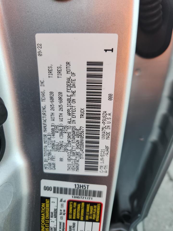 2022 Toyota Tundra Crewmax Sr VIN: 5TFLA5DB0NX055677 Lot: 93077205