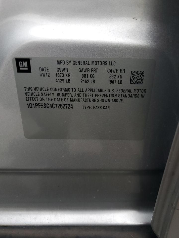 2012 Chevrolet Cruze Lt VIN: 1G1PF5SC4C7262724 Lot: 93225645