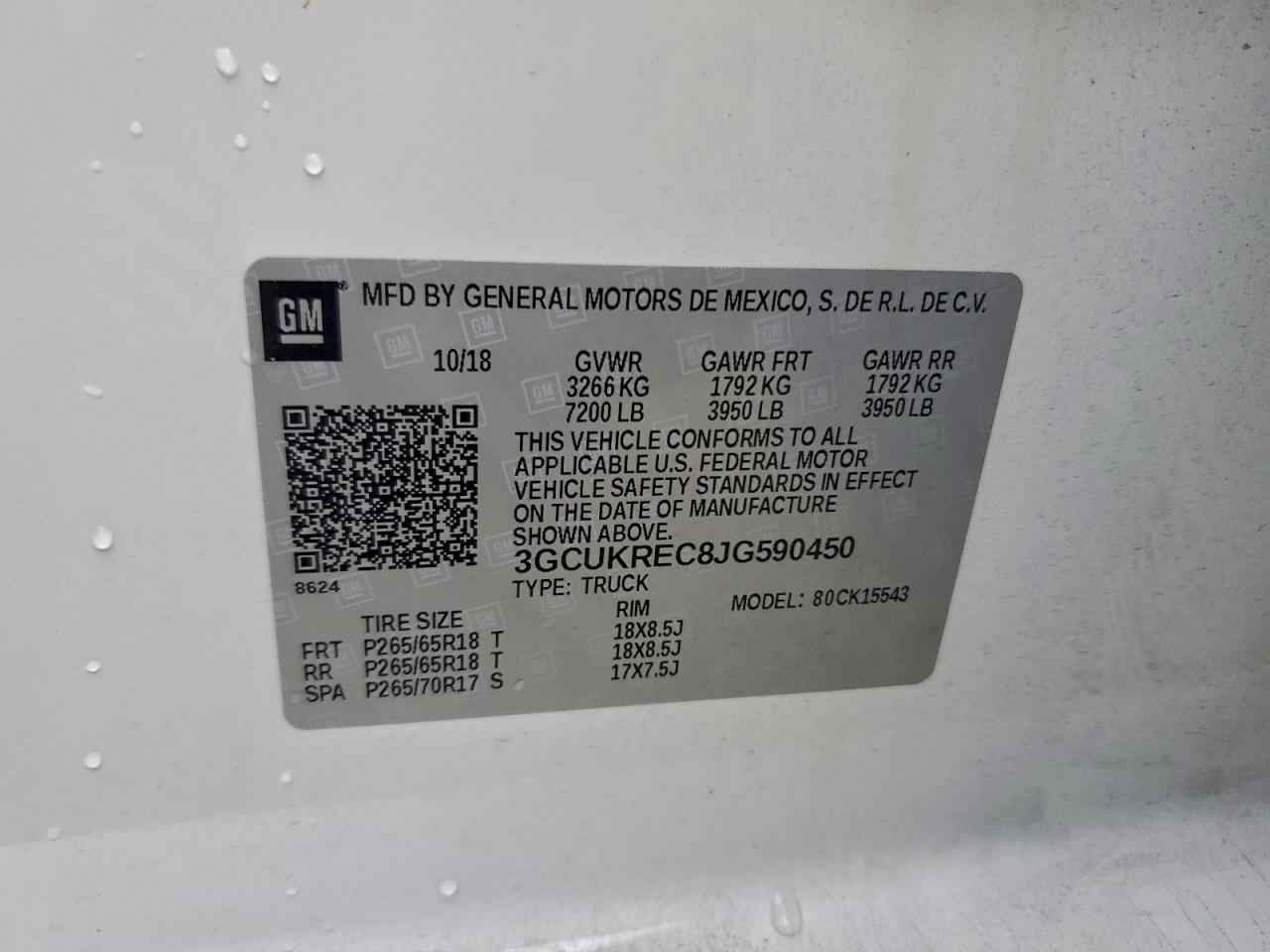 2018 Chevrolet Silverado K1500 Lt VIN: 3GCUKREC8JG590450 Lot: 93556925