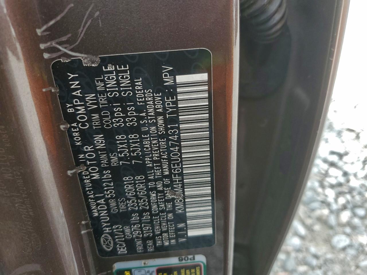 2014 Hyundai Santa Fe Gls VIN: KM8SM4HF6EU047431 Lot: 94038635