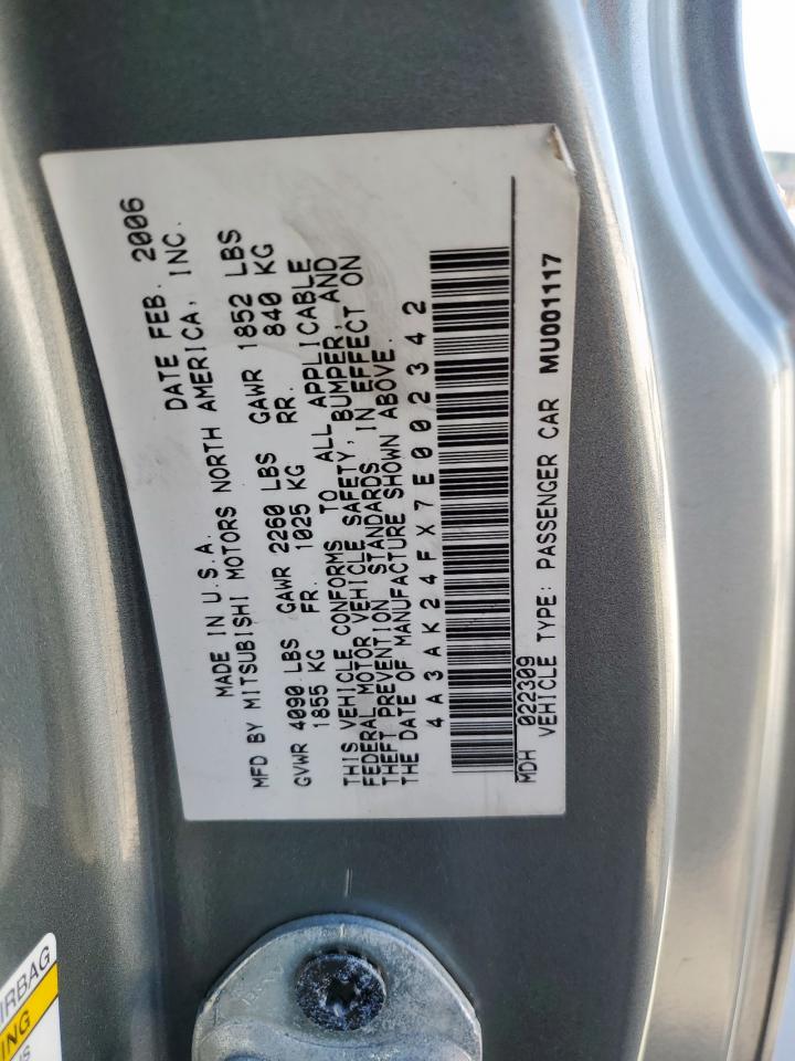 2007 Mitsubishi Eclipse Gs VIN: 4A3AK24FX7E002342 Lot: 91444315