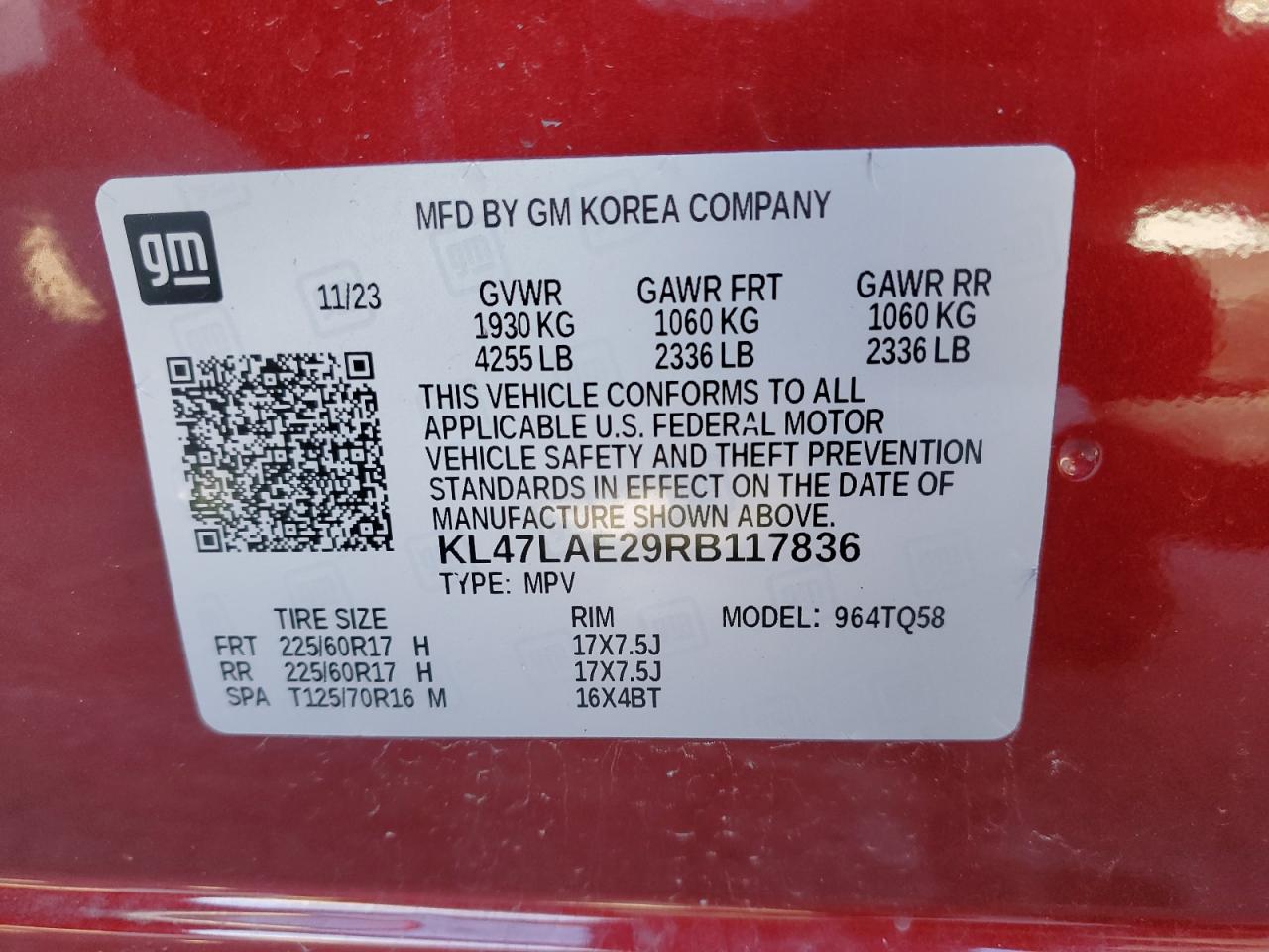 2024 Buick Envista Preferred VIN: KL47LAE29RB117836 Lot: 92342585