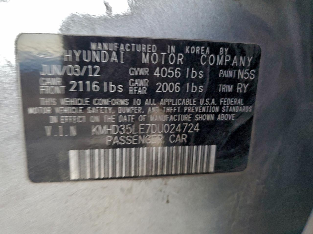 2013 Hyundai Elantra Gt VIN: KMHD35LE7DU024724 Lot: 93995455