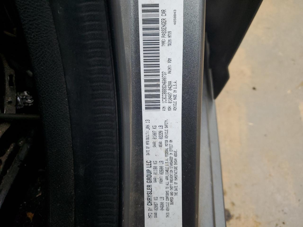 2013 Chrysler 200 Touring VIN: 1C3CCBBB9DN600737 Lot: 91486235