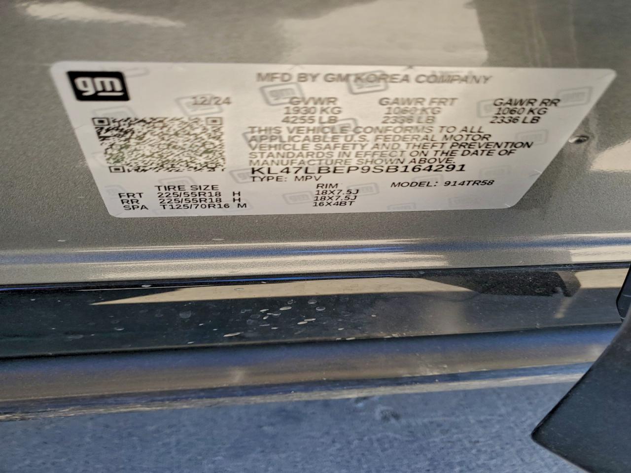 2025 Buick Envista Sport Touring VIN: KL47LBEP9SB164291 Lot: 92412905