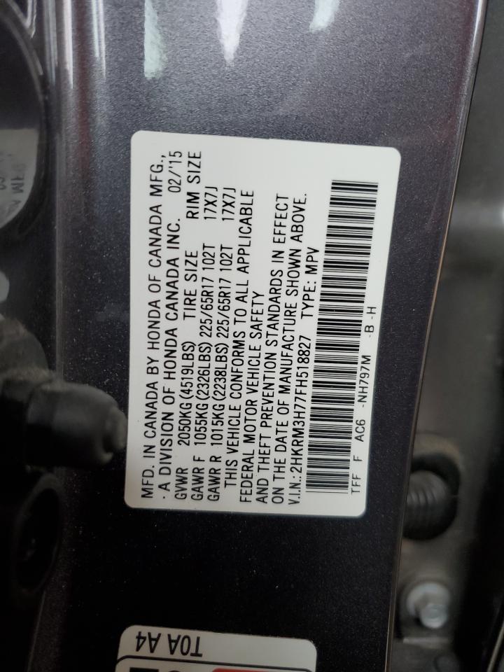 2015 Honda Cr-V Exl VIN: 2HKRM3H77FH518827 Lot: 92626985