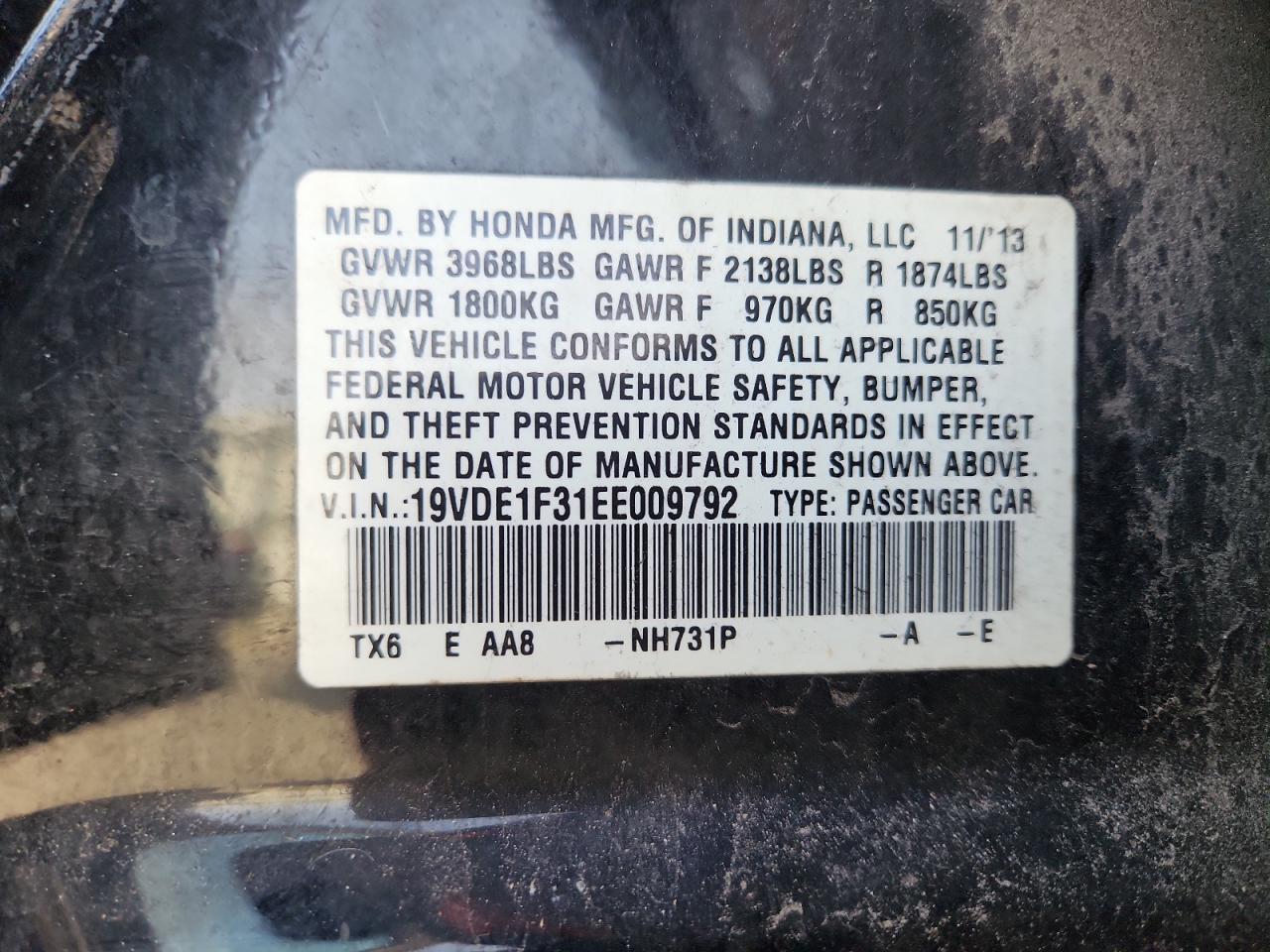 2014 Acura Ilx 20 VIN: 19VDE1F31EE009792 Lot: 90039225