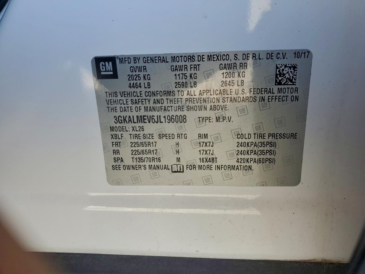 2018 GMC Terrain Sle VIN: 3GKALMEV6JL196008 Lot: 93951715