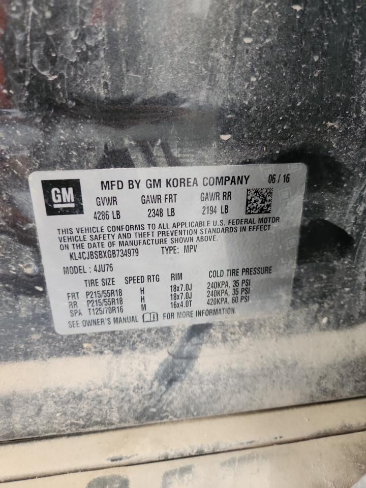 2016 Buick Encore Convenience VIN: KL4CJBSBXGB734979 Lot: 92448095