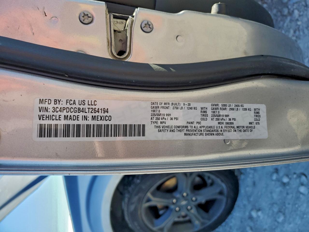 2020 Dodge Journey Crossroad VIN: 3C4PDCGB4LT264194 Lot: 92158705