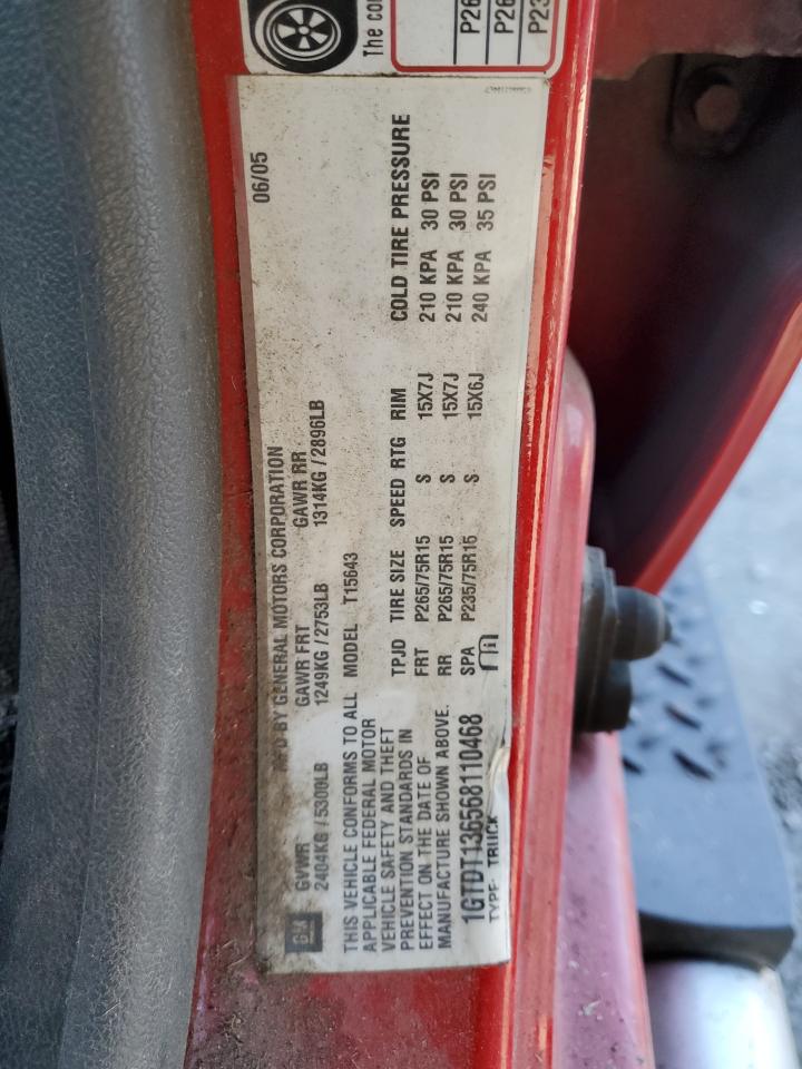 2006 GMC Canyon VIN: 1GTDT136568110468 Lot: 92864065