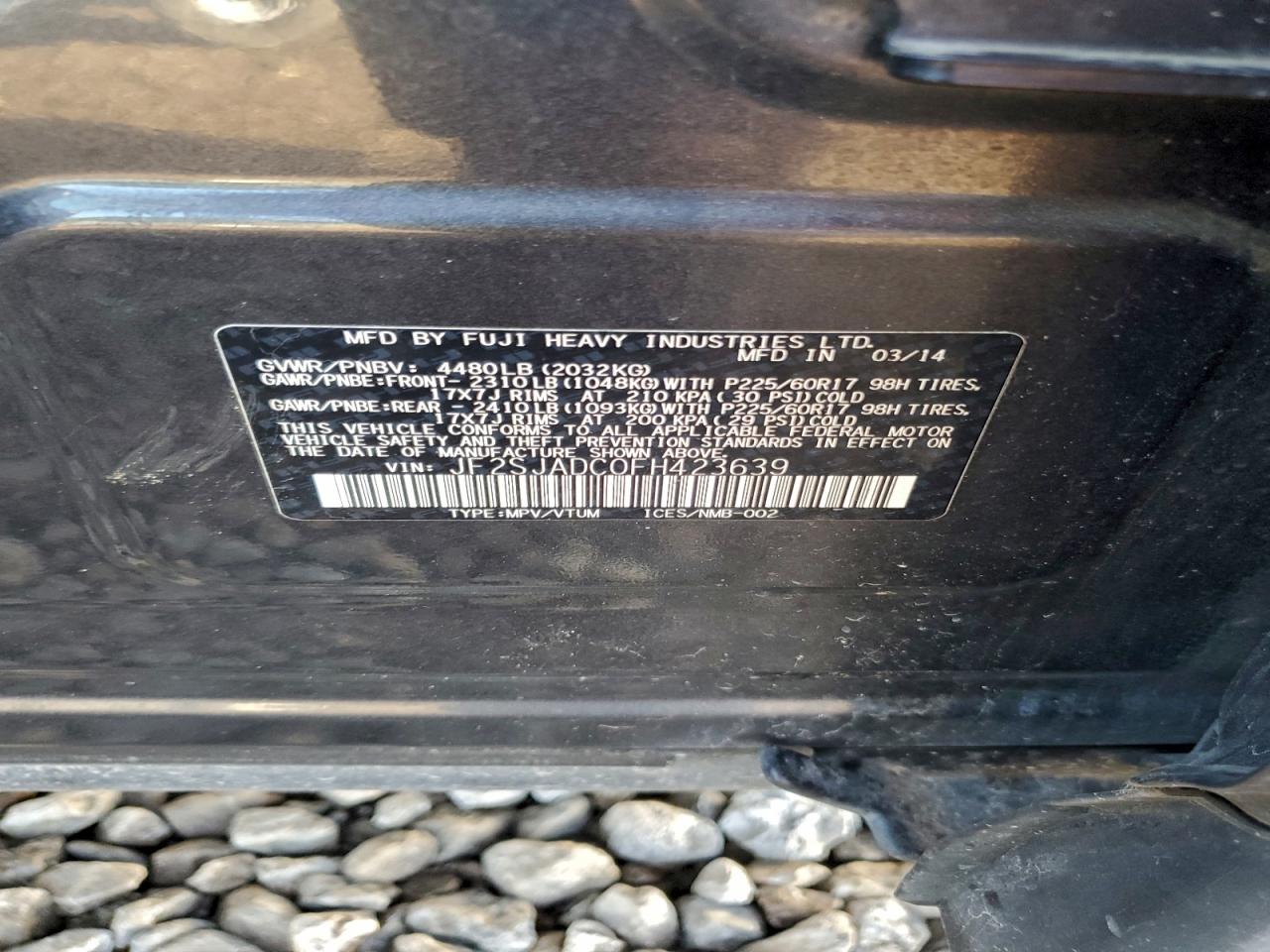 2015 Subaru Forester 2.5I Premium VIN: JF2SJADC0FH423639 Lot: 94290235