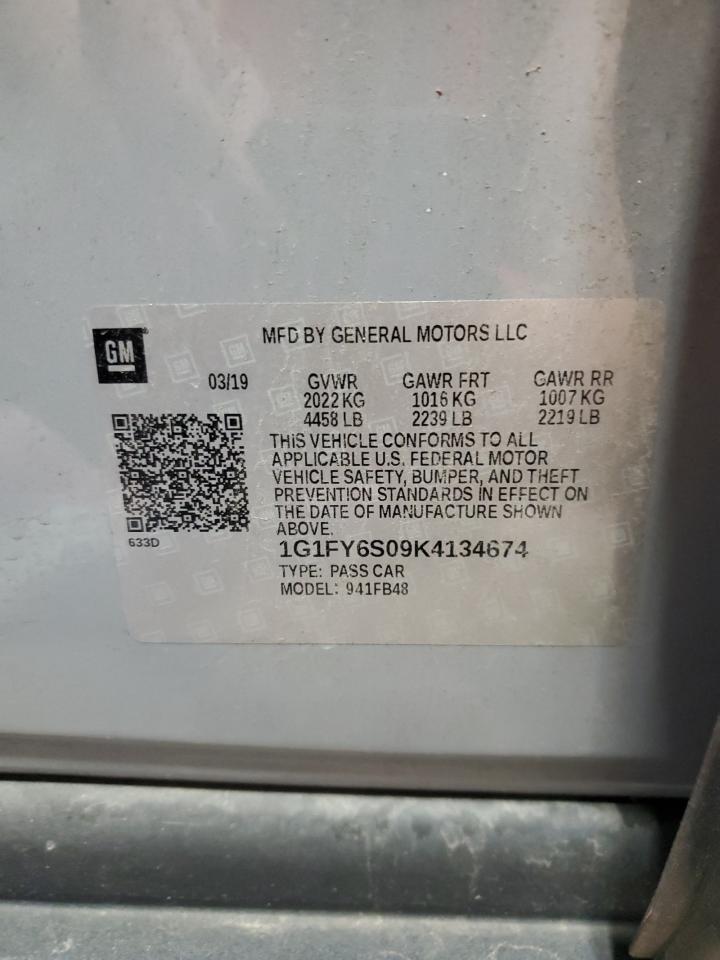 2019 Chevrolet Bolt Ev Lt VIN: 1G1FY6S09K4134674 Lot: 92657105