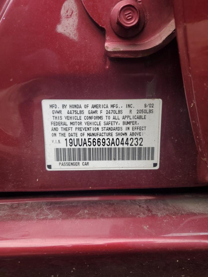 2003 Acura 3.2Tl VIN: 19UUA56693A044232 Lot: 91001965