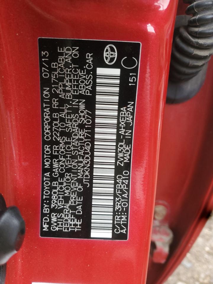 2013 Toyota Prius VIN: JTDKN3DU4D1711077 Lot: 93099675